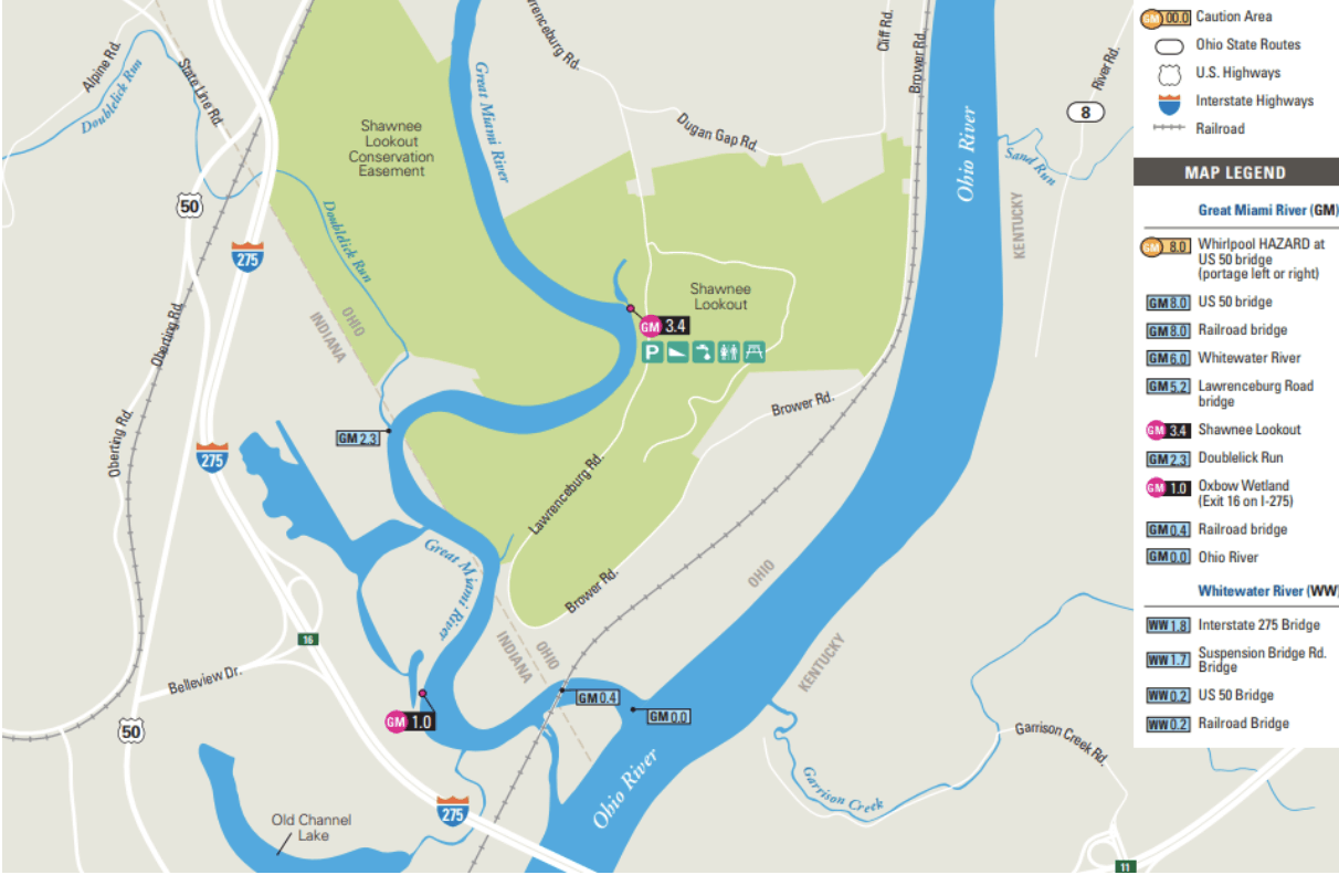 Photo of map of river around cincinnati