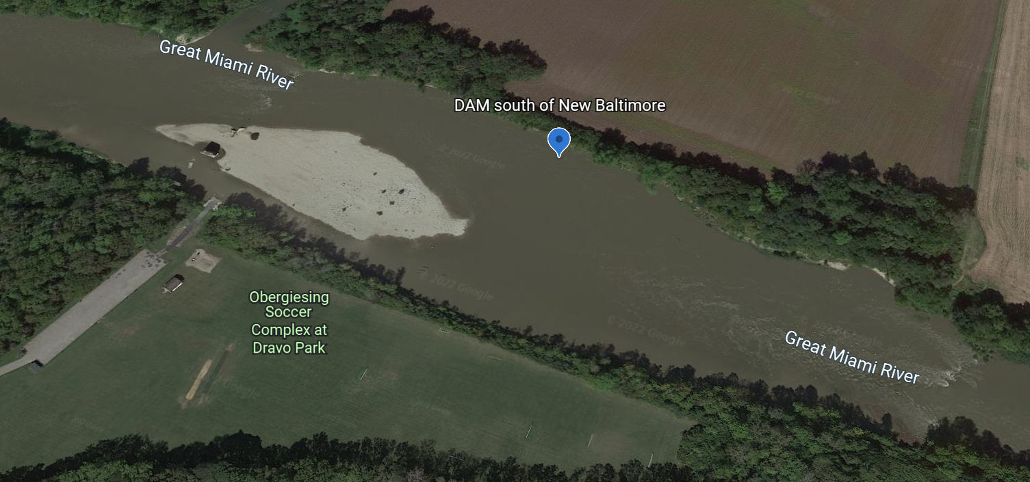River Hazard - DAM south of New Baltimore - GM River Mile 19.9