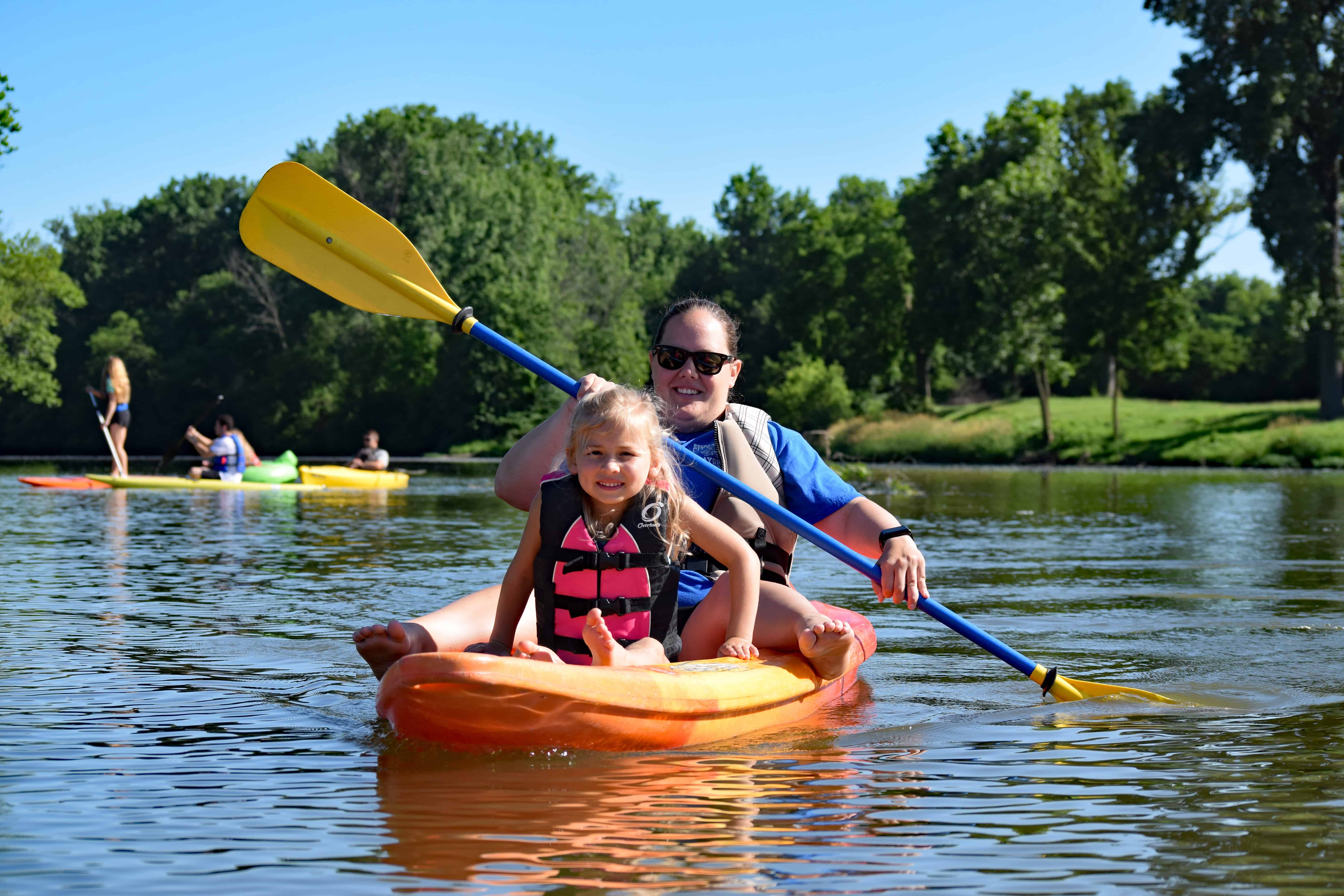Kayaking with young girl